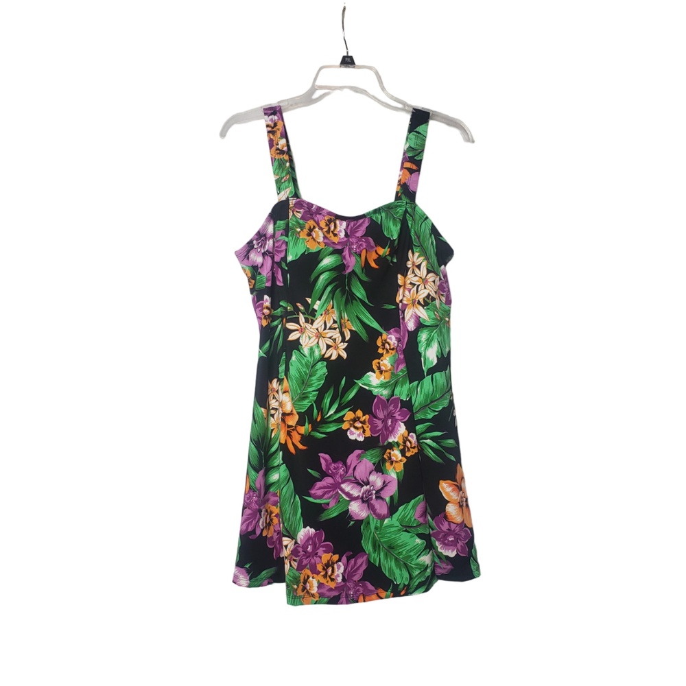 SWIM 365 One Piece Skirted Tropical Floral Print Swimsuit Plus Size 18W